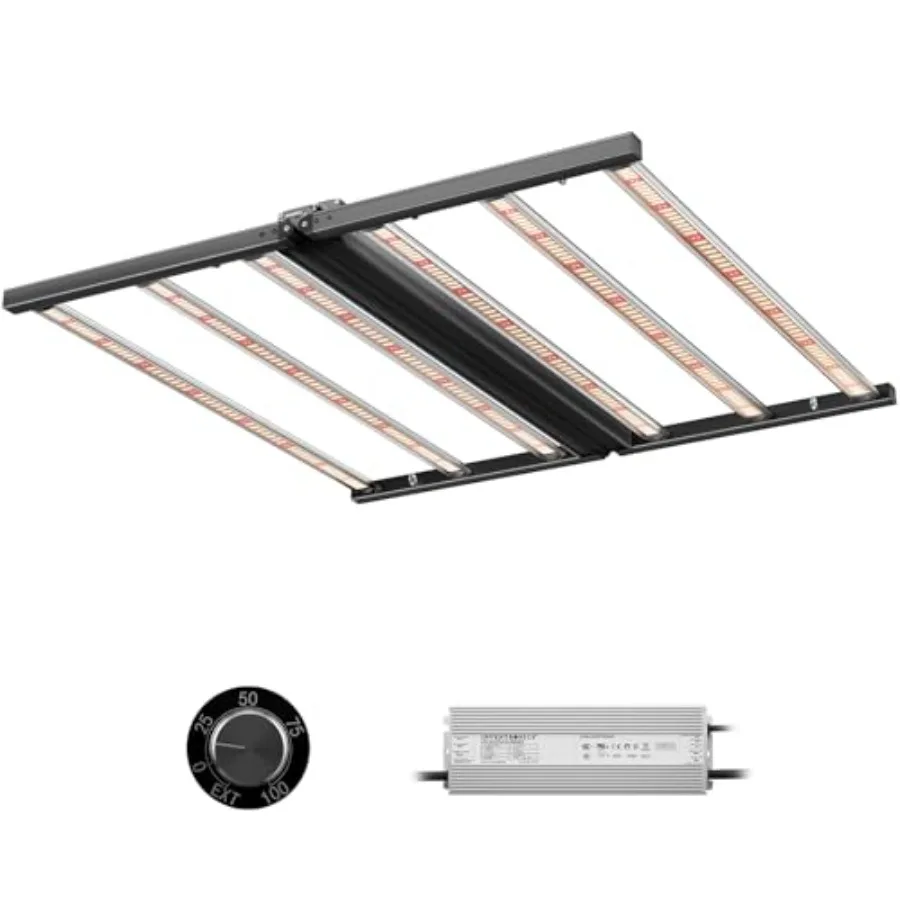 

Светодиодный фитосветильник K640 640W для растений в помещении, полный спектр, с диммером, складная конструкция, охватывает площадь 5x5 футов или 4x4 фута, 6 светодиодных планок, коммерческий, для теплиц