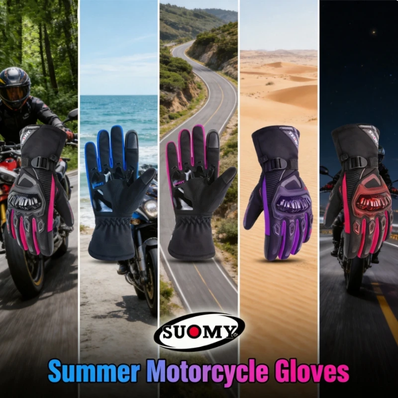Red/Blue/Black/Pink/Purple SUOMY Winter Waterproof Warm Motocross Gloves Moto Touch Screen Outdoor Ski Motorcycle Riding Gloves