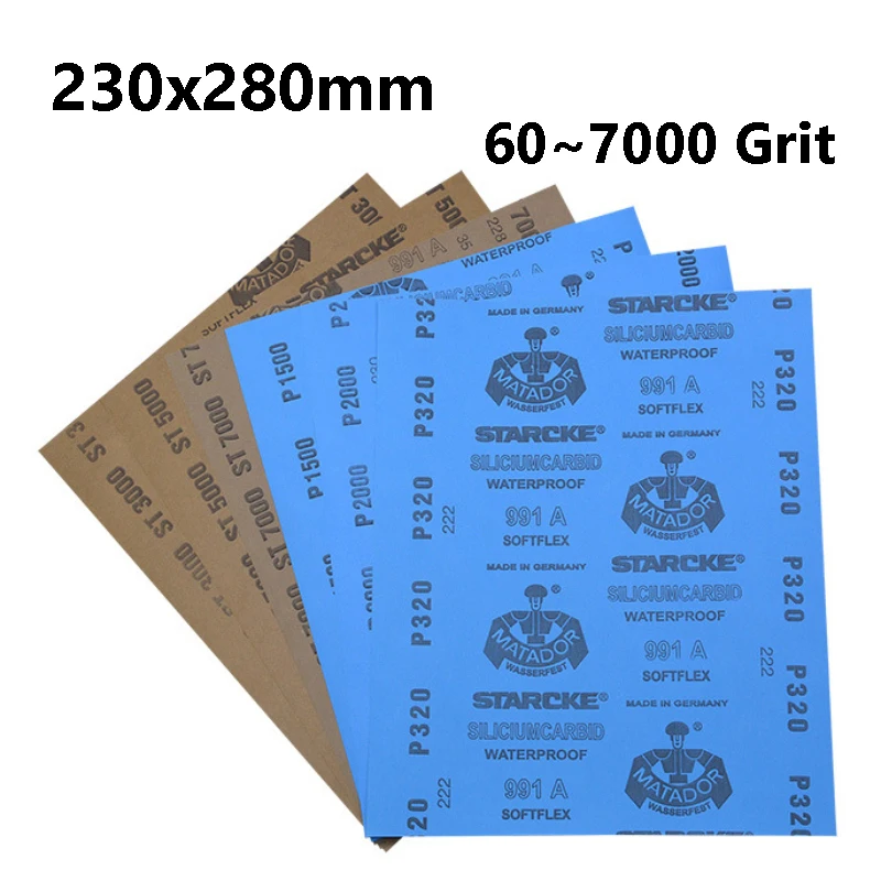 Waterproof Sandpaper 230x280mm 60-7000 Grit Wet Dry Silicon Carbide for Metal Wood Automotive Polishing