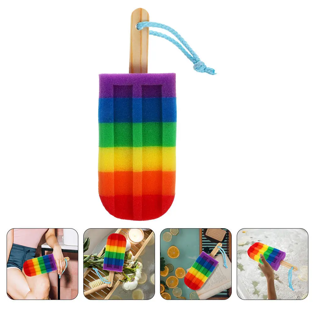 2Pcs Vibrant Ice Cream Shaped Bath Sponge for Body Exfoliation Shower Scrubber Kids Friendly Gentle Dead Skin Remover Bath Ball