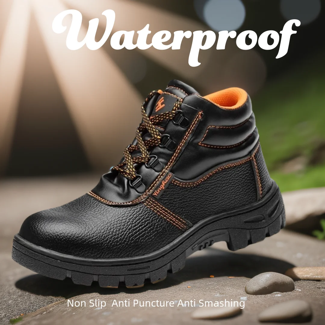 Unisex Waterproof Work Safety Shoes With Steel Toe Cap Anti-smash Sneakers Outdoor Puncture-proof Indestructible Work Boots