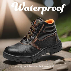 Unisex Waterproof Work Safety Shoes With Steel Toe Cap Anti-smash Sneakers Outdoor Puncture-proof Indestructible Work Boots