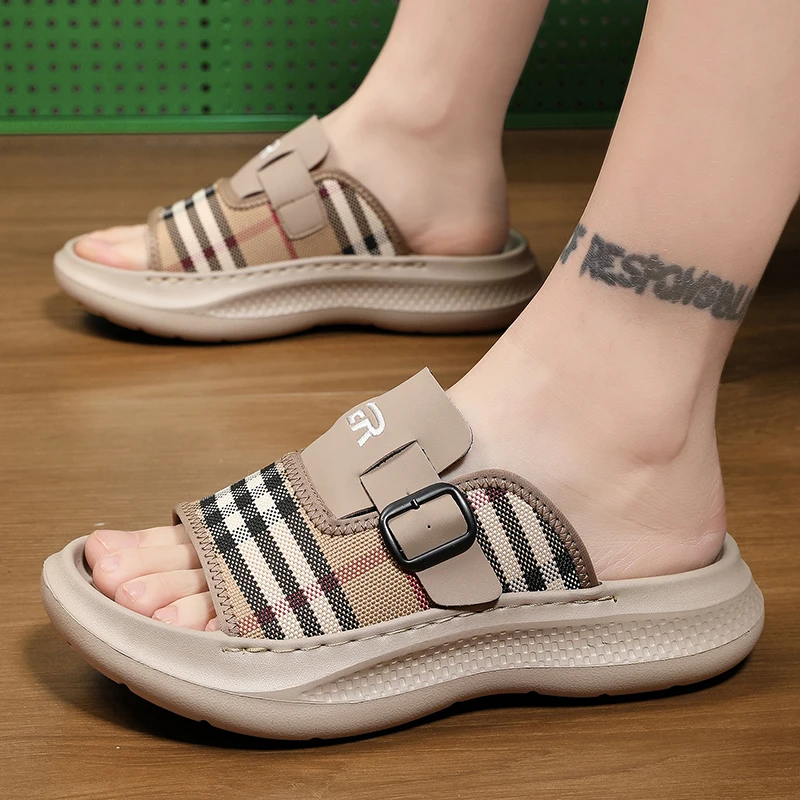

New Men One Strap Sandals Summer Breathable Non Slip Lightweight Outdoor Beach Casual Daily Slide Slippers
