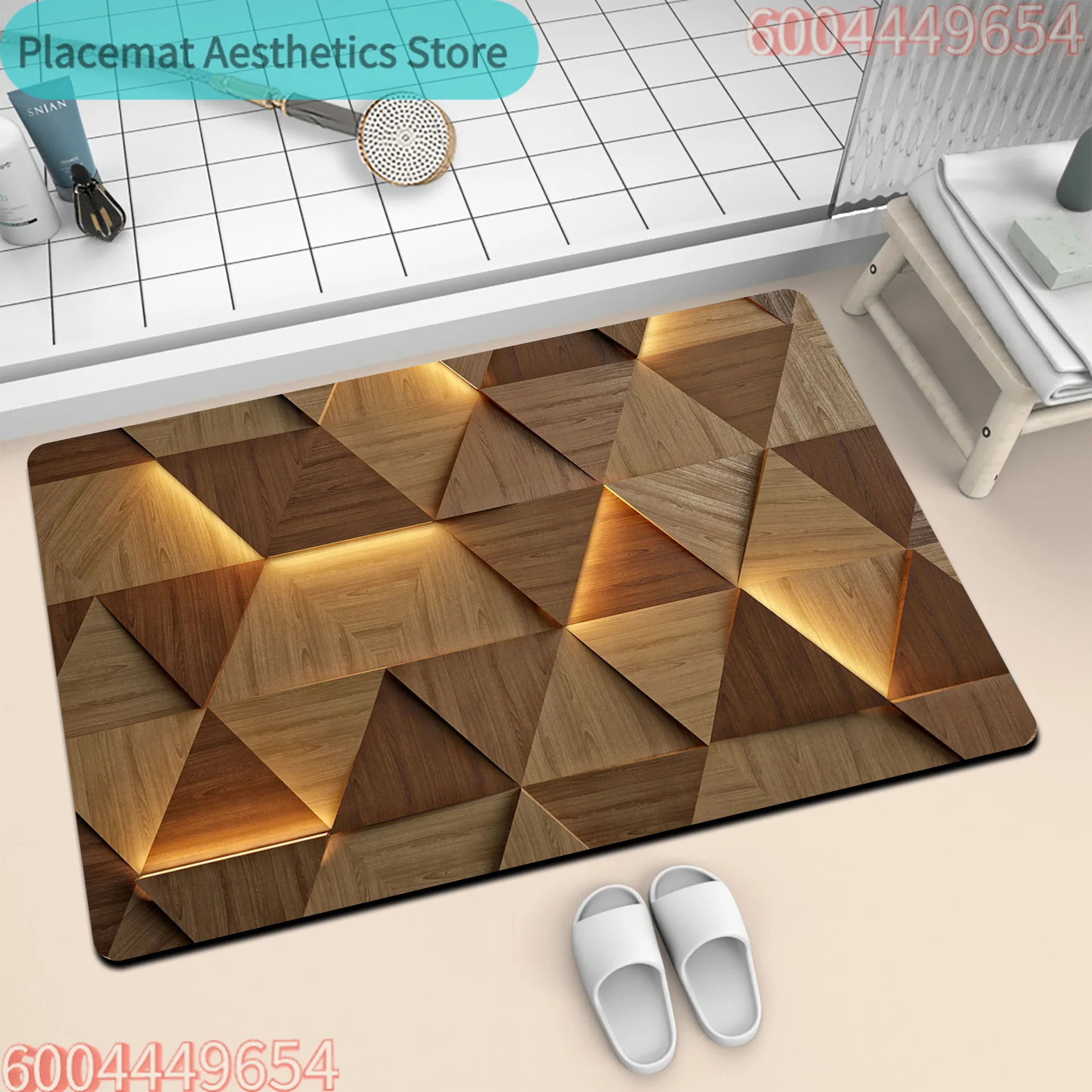 Natural Stone Texture Diatomite Mat Super Absorbent Fast-Drying Non-Slip Rug for Bathroom Entryway Kitchen