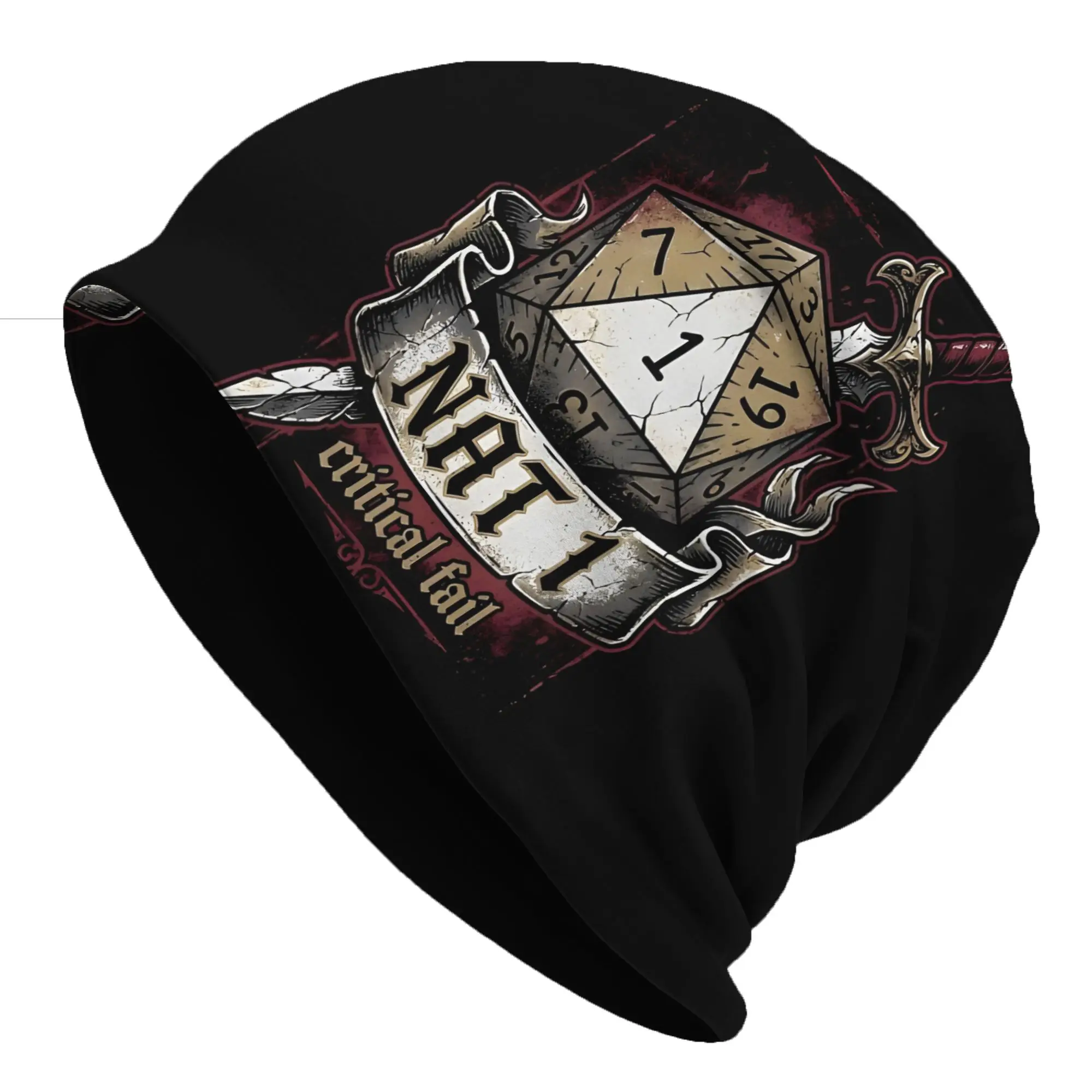 Autumn Nat 1 Critical Fail Bonnet Homme Winter Thin Hat  Baldur Gate Skullies Beanies Caps Men Women Creative Hats