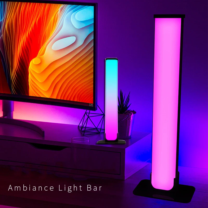 Barre luminose LED intelligenti RGB da 2 pezzi/set, luci d'atmosfera desktop USB, luce notturna, lampada ritmica, telecomando APP, sincronizzazione musicale B