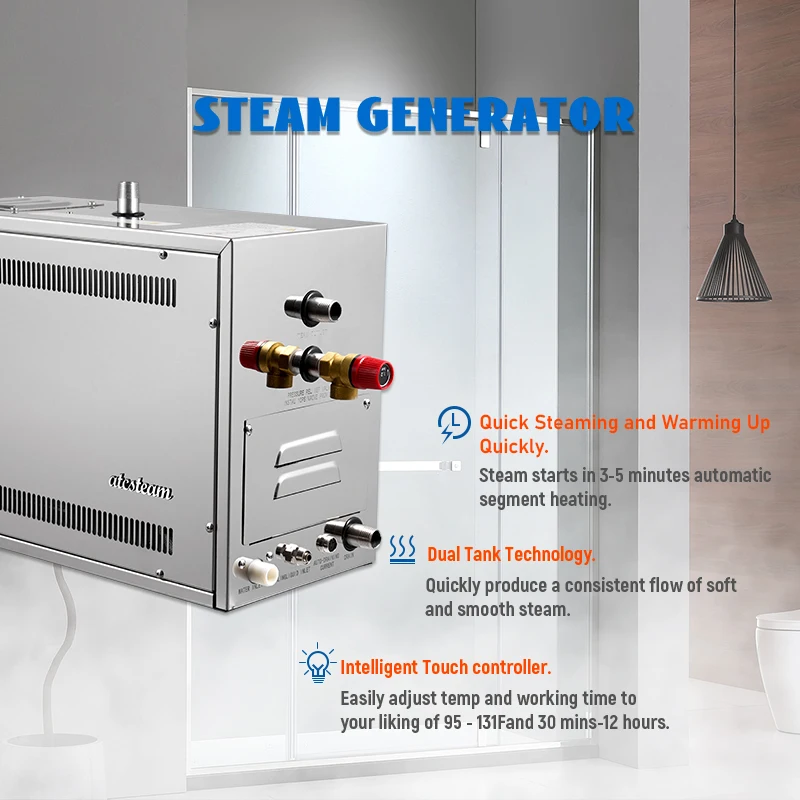 MSNew 자동 오토클레이브 스팀 목욕 기계 12kW 스팀 발생기 스테인리스 스틸 사우나 룸용