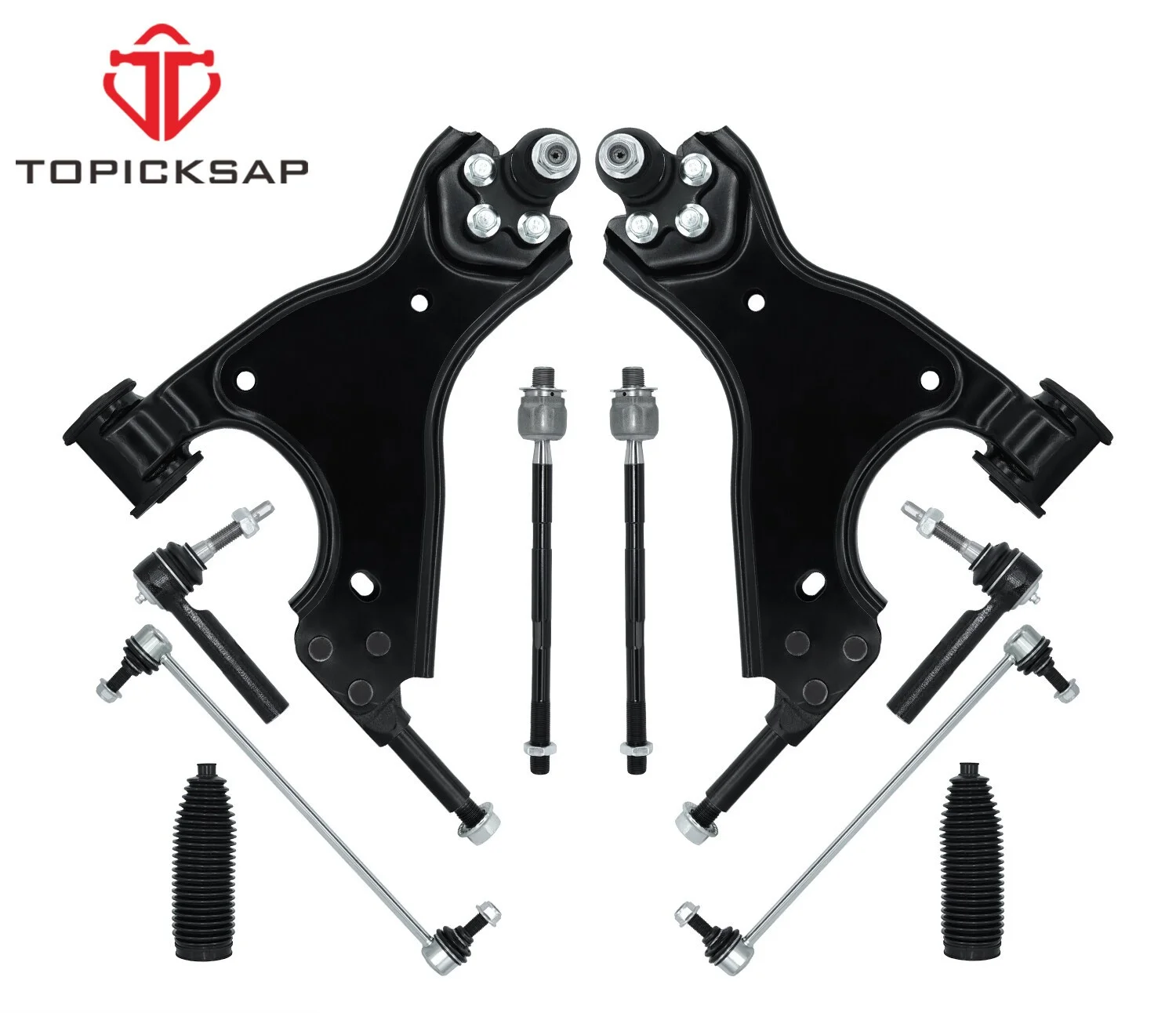 TOPICKSAP New 10pcs Front Suspension Kit Control Arm Ball Joints Tie Rod Ends Sets for BUICK ENCLAVE CHEVROLET SATURN 2007-2017