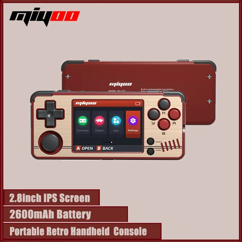 

MIYOO A30 Handheld Game Console 2.8'' IPS Screen Linux System Horizontal Retro Emulator Video Console Vibration Motor Kids Gifts