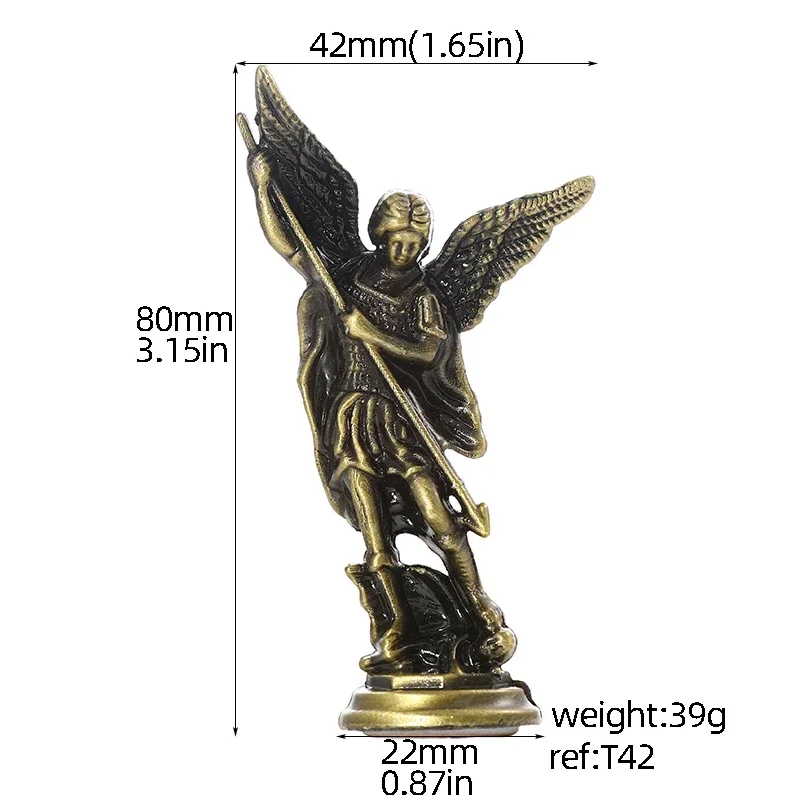 Christian Saint Michael FigurineThe Archangel Defeating Satan Guardian Statues Zinc Alloy for Home Room Tabletop Desktop