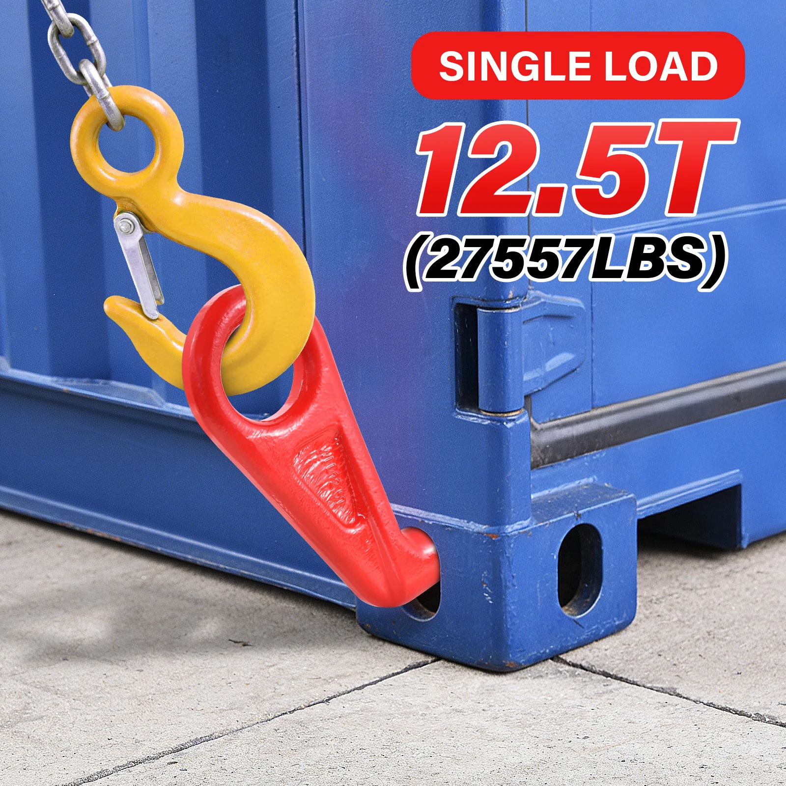 

2 Pieces | 12.5T Shipping Container Lifting Hooks | Marine Container Hooks Left and Right 45 degree Alloy Steel Container Lifting Lugs | for Cargo Transport Storage