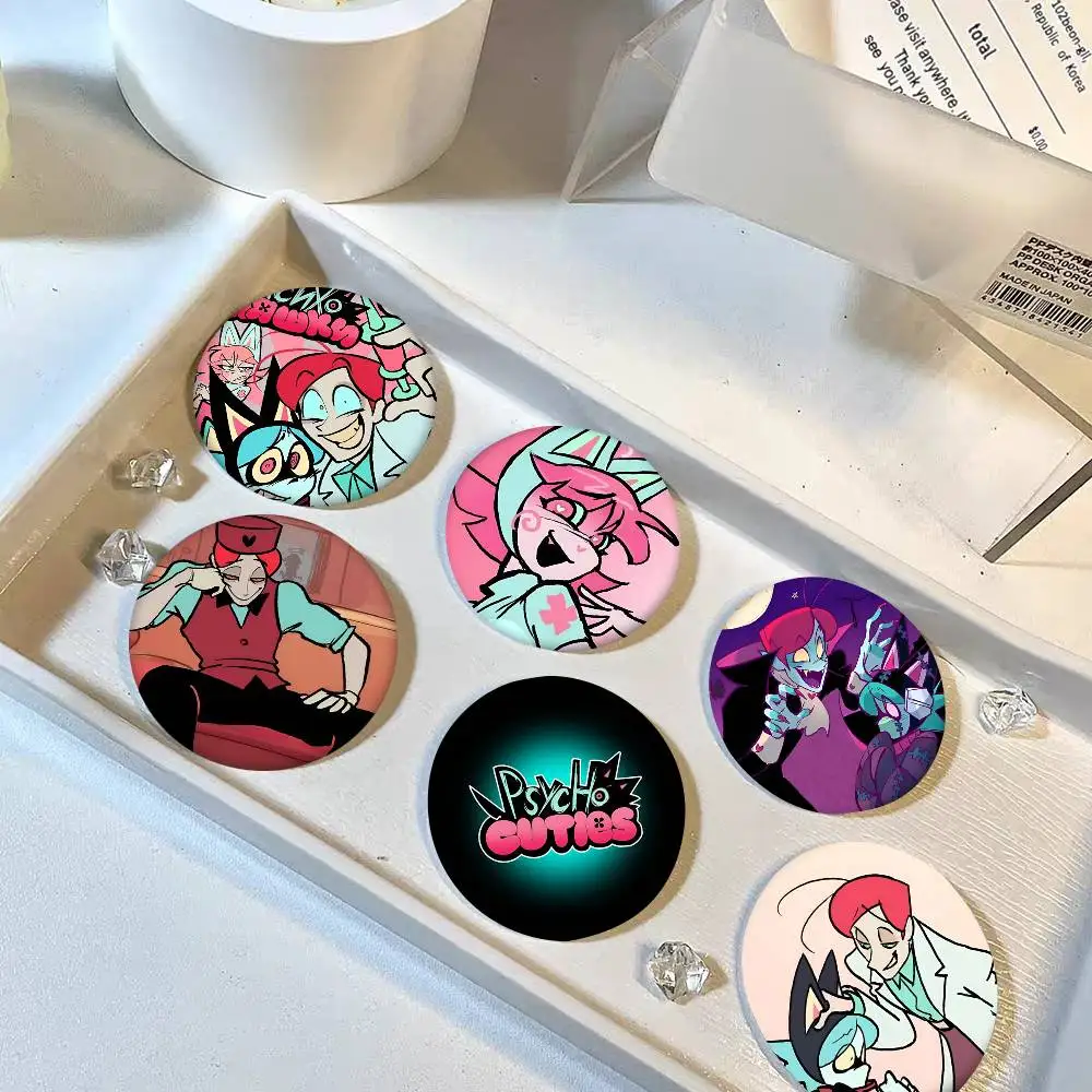 Game PSYCHO CUTIES Horror Round Badge Creative Brooch Clothing Backpack Accessories Lapel Pin