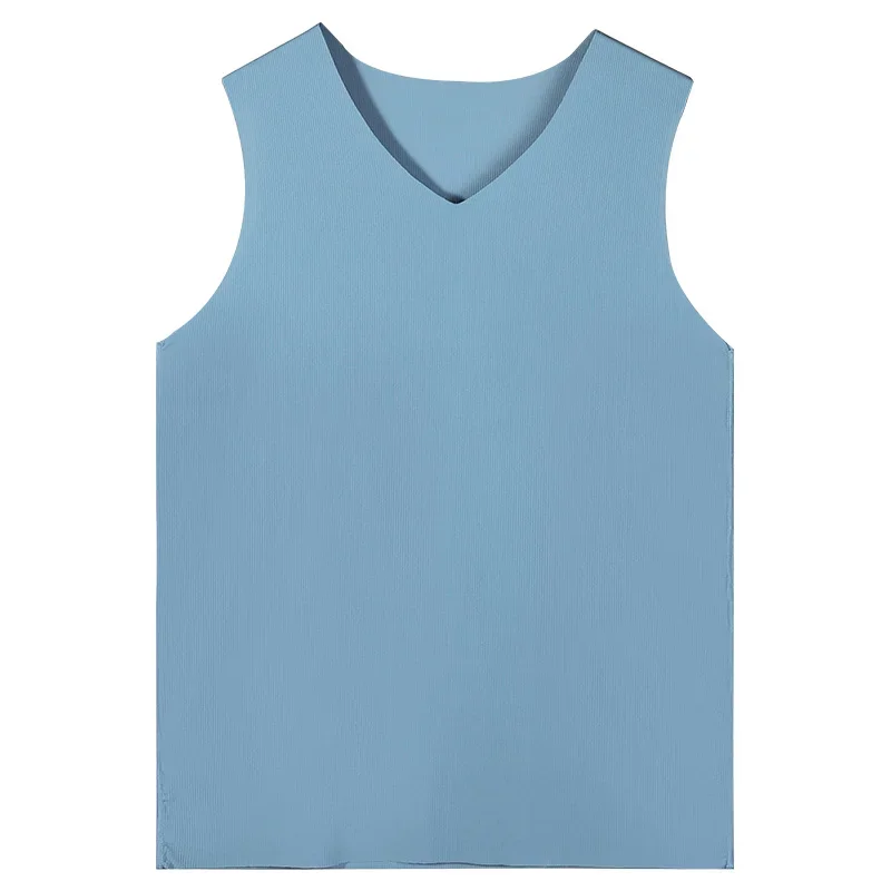 

5pcs A men's ice silk seamless vest is worn inside, along with a summer thin solid-color base men's large-sized barrier fitness