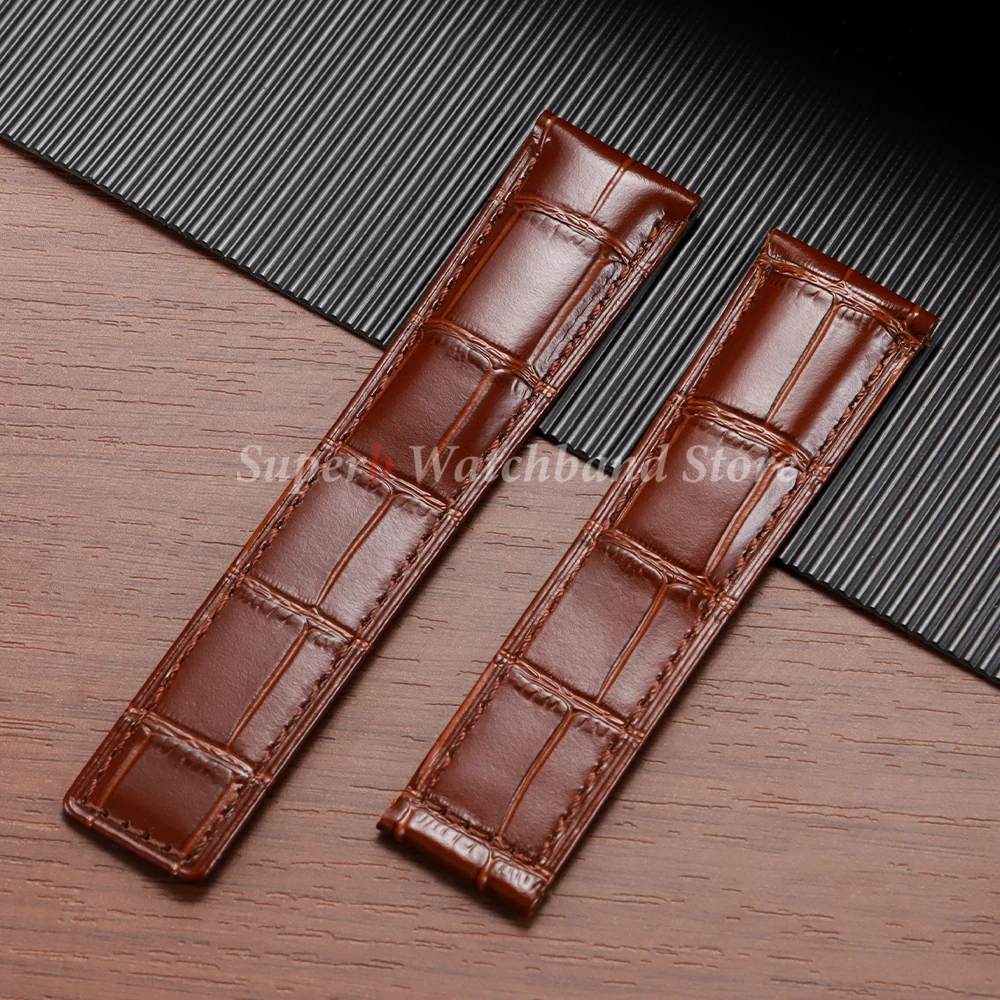 Pulseira de relógio de couro de vaca para tag heuer carrera monaco 20/22/24mm pulseira de relógio com padrão de bambu acessórios de pulseira de negócios