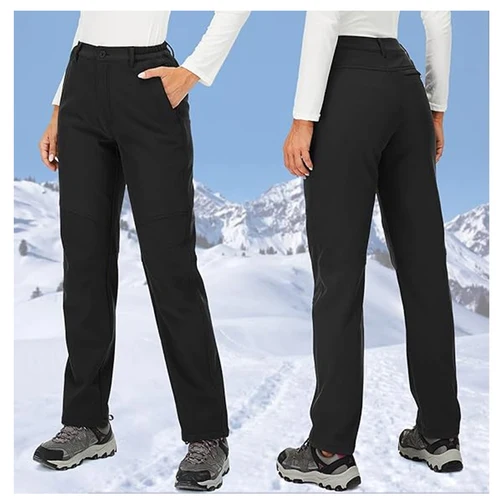 Imagen 2 del producto TRVLWEGO, pantalones de invierno para acampar y senderismo para mujer, pantalones de viaje de concha suave, cálidos, impermeables, de lana, a prueba de viento, para esquiar al aire libre y senderismo