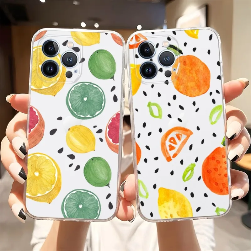 Fruit Lemon Phone Case Transparent For Iphone 14Pro 11 12 13 Pro Max Mini 6 6s 7 8 Plus X XR XS SE2020 Cover