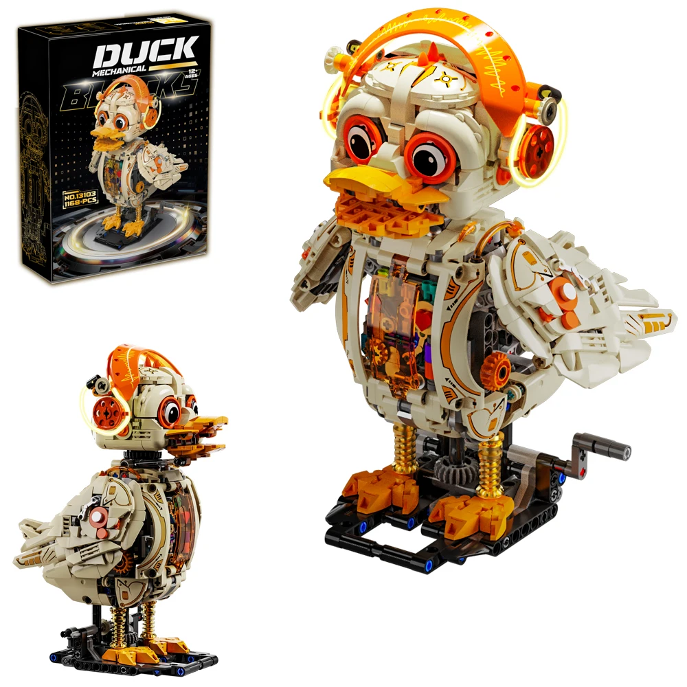 

Mechanical Duck Animal Linkage Model Building Blocks with Light Creative DIY tabletop decoration Kit for Kids Birthday Gifts