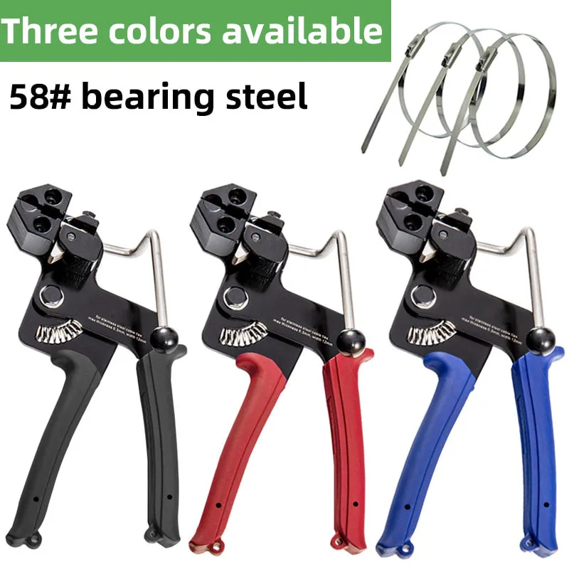 Metal Zip Ties Cutter Cable Ties Plier Stainless Steel Metal Tie Hand Wrap Tension Cutting Tools Self-Locking Zip Ties Gun