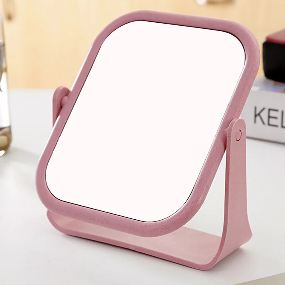 

2Pcs Makeup Mirrors Double-Sided Rotatable Portable Mirrors Desktop Dresser Mirror Durable Purple Oval and Square Set