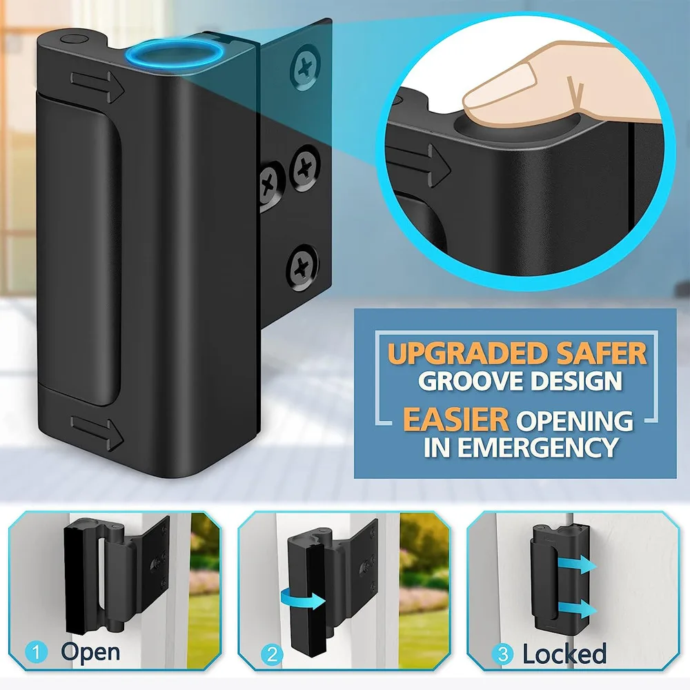 Home Security Door Lock Anti-theft Buckle Hotel Safety Buckle Indoor Bolt Door Lock Buckle Aluminum Safety Bolt Hinge view 3