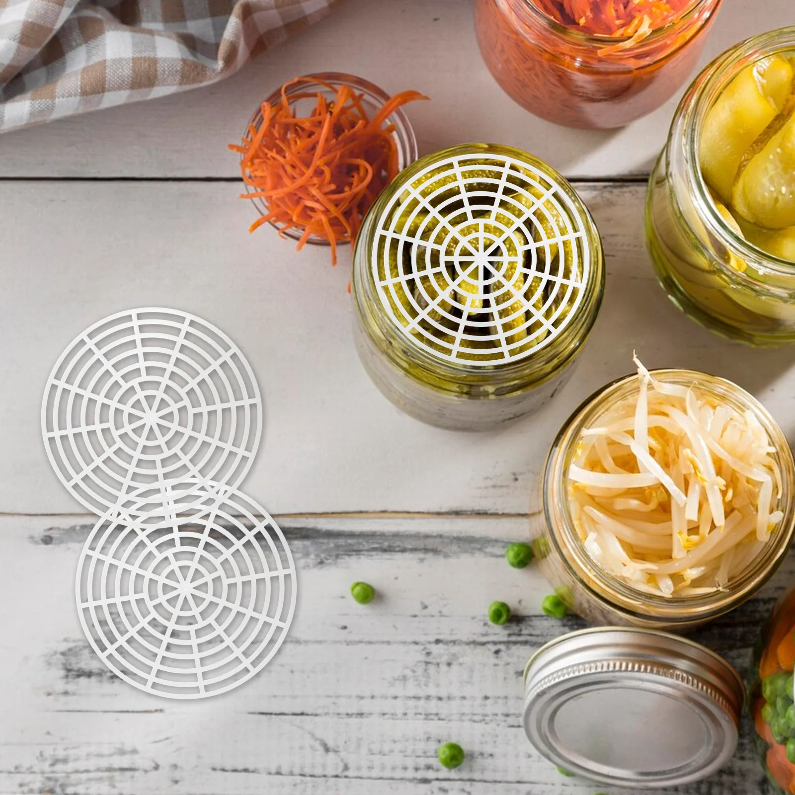 

5 Pcs Vegetable Press Fermentation Tool Mesh Fermenting Jar Helper Plastic Fixer Accessory White Supplies