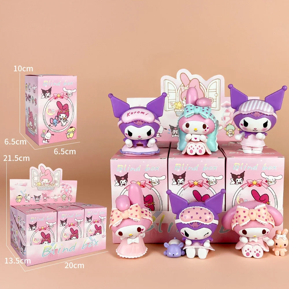 Sanrio figura ciega Kuromi My Melody figuras de juguete serie de pijamas colección, decoración del hogar para niños, regalo de Navidad