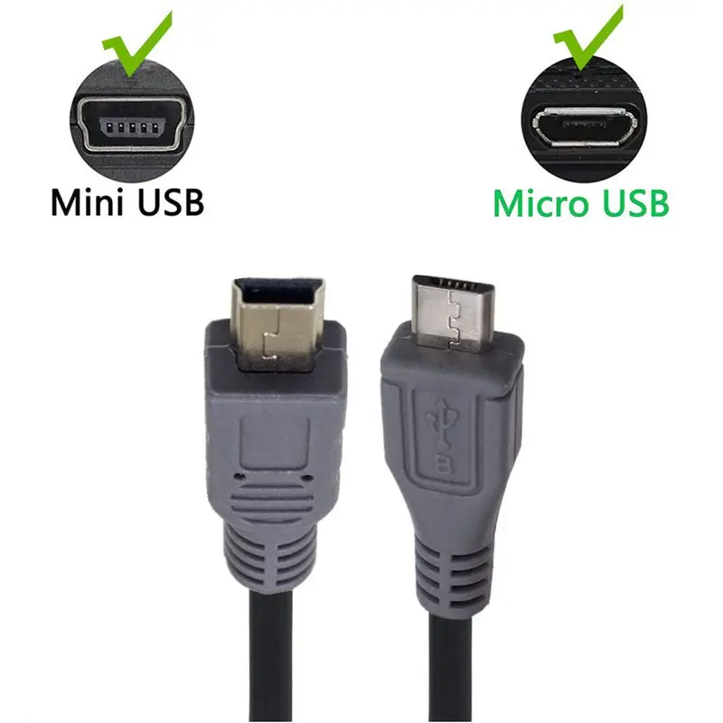 0.25m 0.5m 1m OTG Data Cable Micro 5Pin USB Mini 5Pin USB Male to Male OTG Connection Cable Micro to Mini OTG Cable