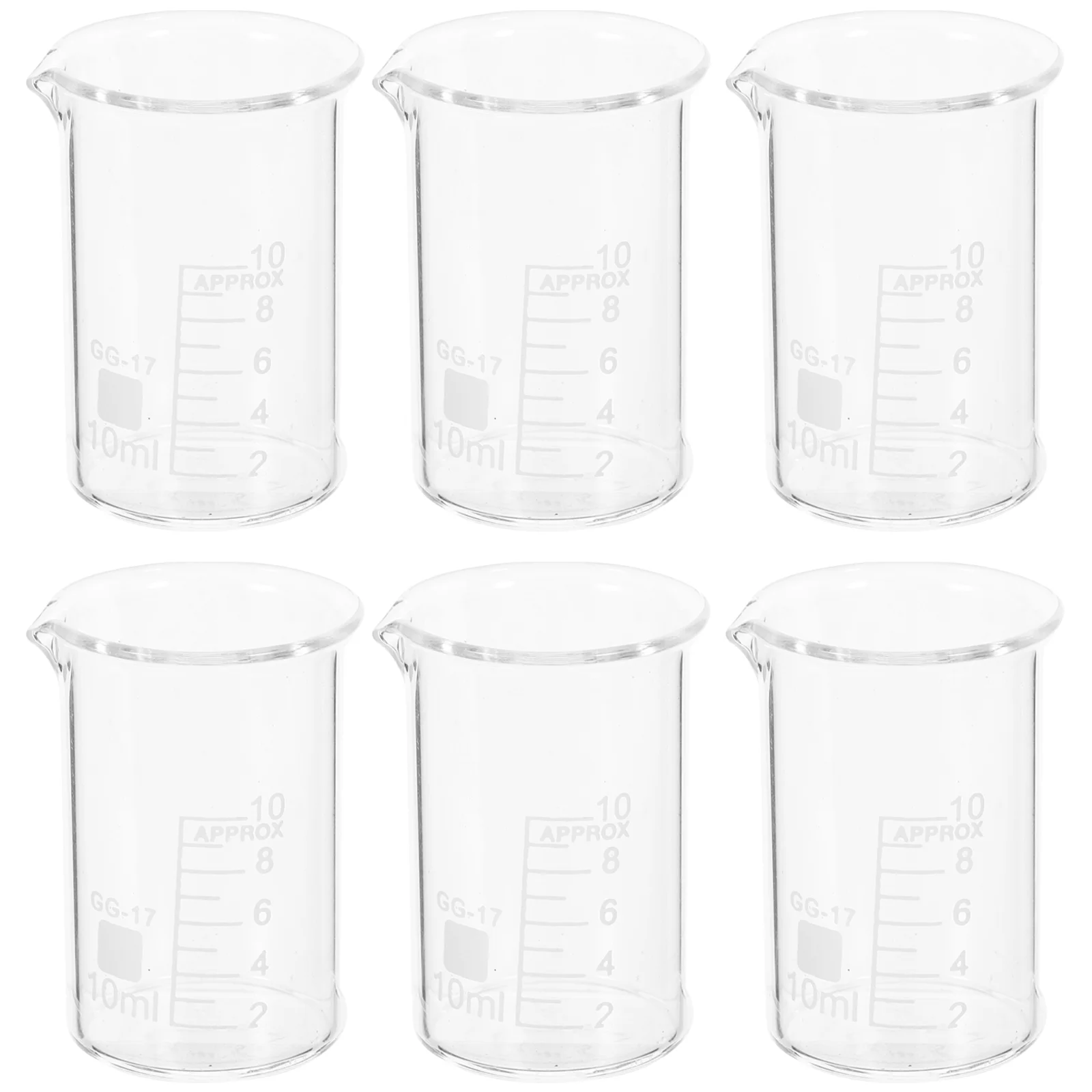 

6 Pcs Small Glass Beaker 10ml Experimental Equipment Chemistry Laboratory Glassware Beakers Liquid Measuring Cups