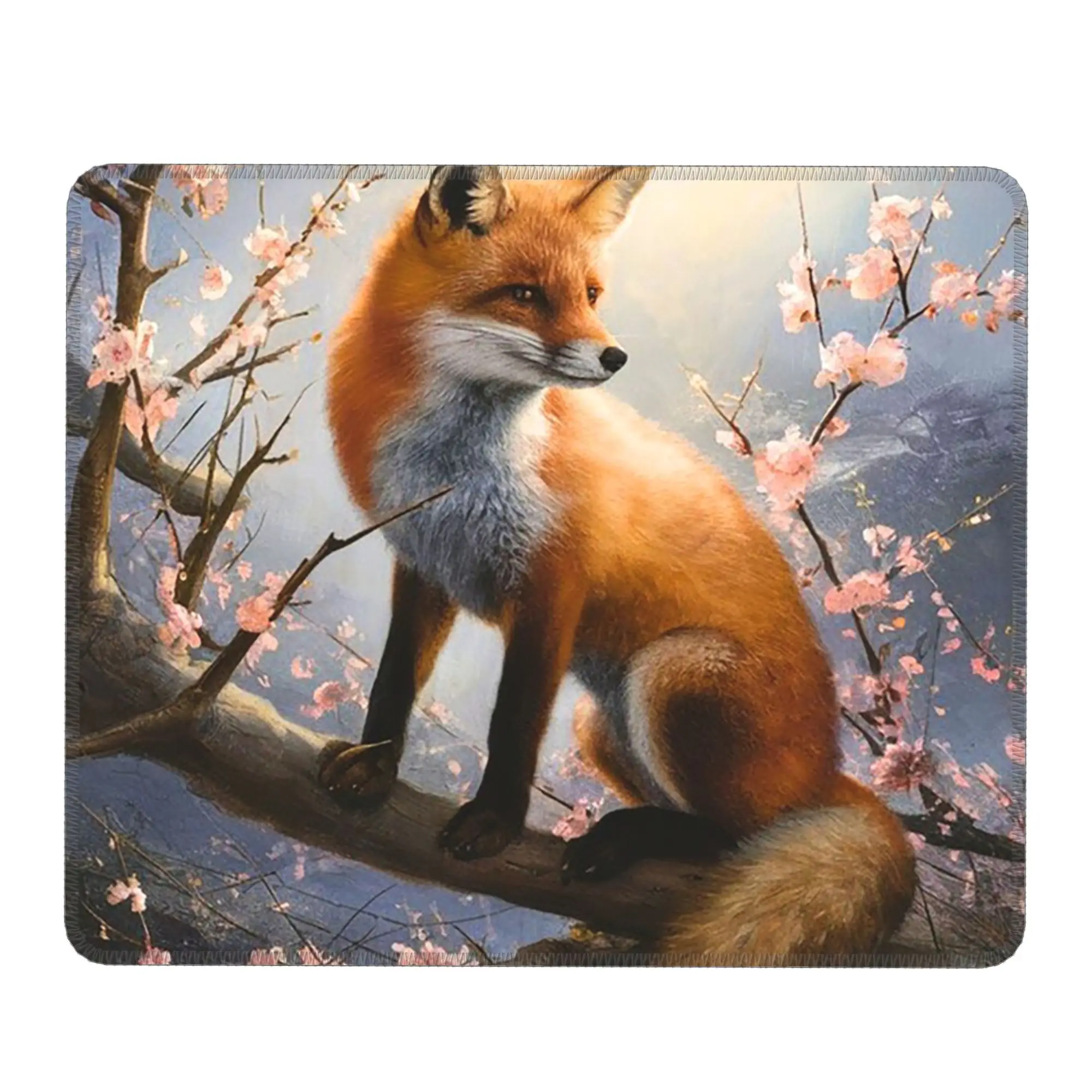 A Fox Perched On A Branch Painting Mouse Pad Computer Keyboard Mouse Mat Gaming PC Laptop Desk Mat Office Accessories Table Mats