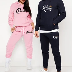 König oder Königin Gedruckt Trainingsanzug Liebhaber Hoodie und Hosen 2 Stück Set Fashion Casual Streetwear Sport Jogging Paar Anzug