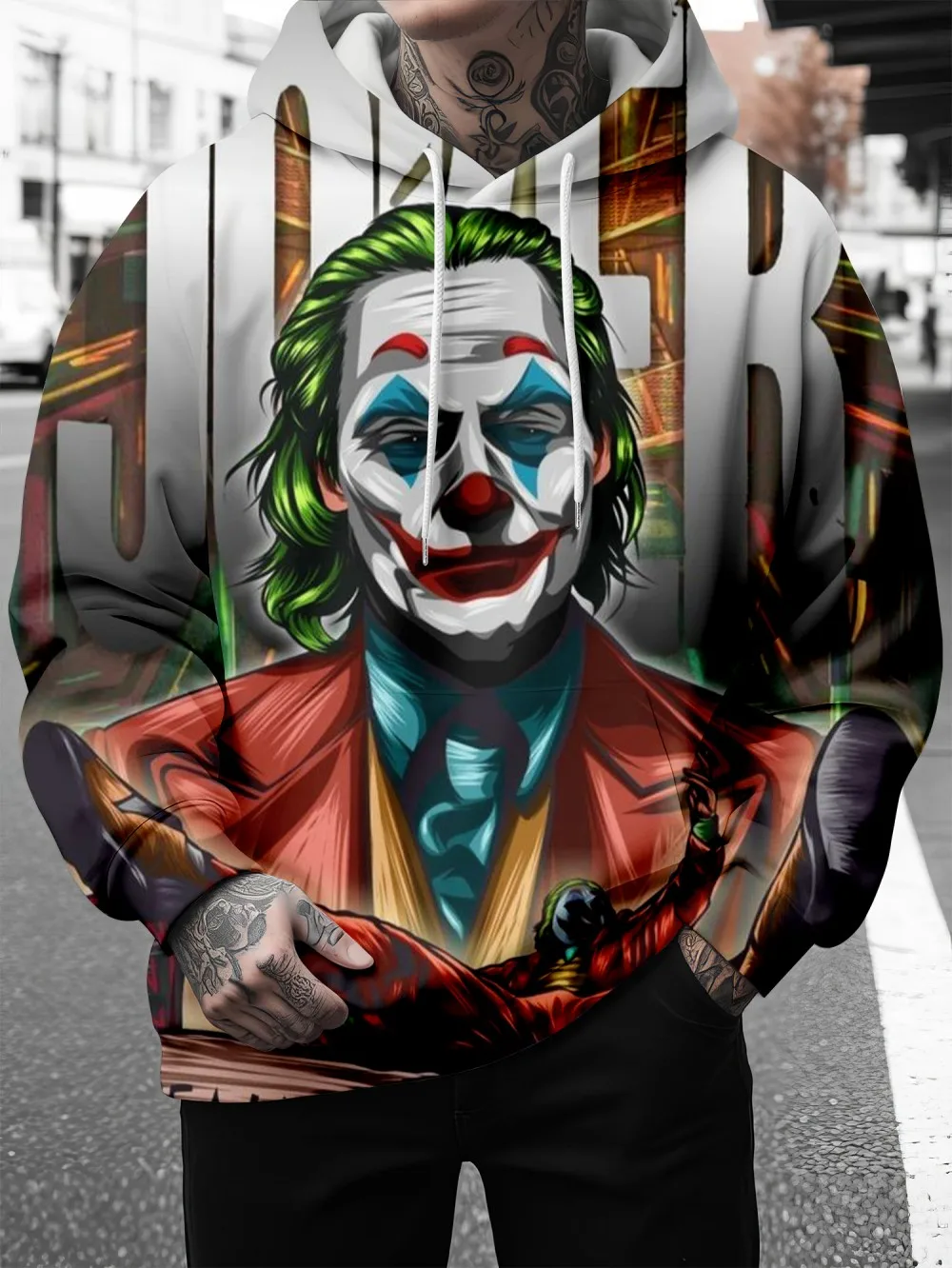 

Autumn and Winter New 3D Evil Mask Clown Pattern Hoodie Men's and Women's Long Sleeve Hoodie 2024 Casual Coat