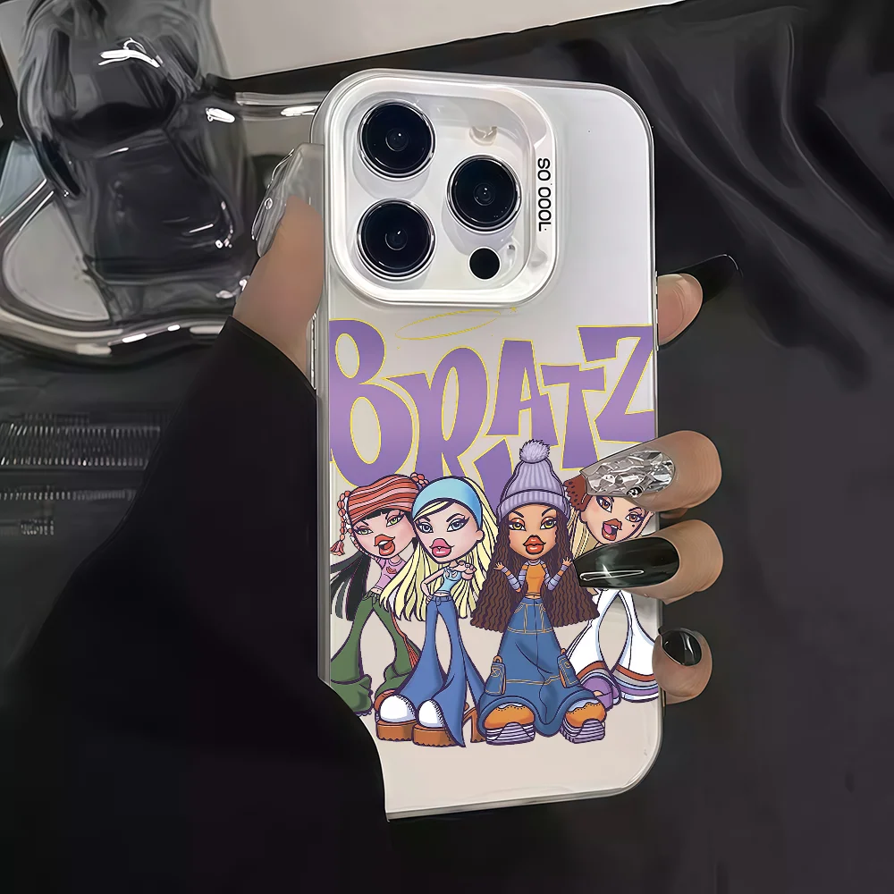 حافظة هاتف B-Bratz موضة 2025 لهاتف آيفون 12 11 13 14 15 16 17 ماكس برو بلس غطاء حماية صغير IMD ملون