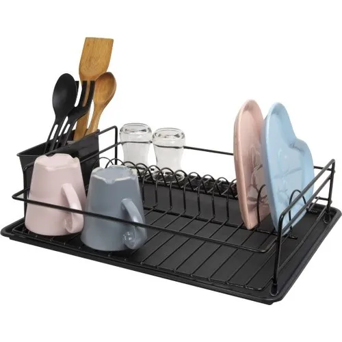 SAS Lifetime Stainless Dish rack Dish Basket Single Deck Plate-rack Thermo Plastic Plating Black