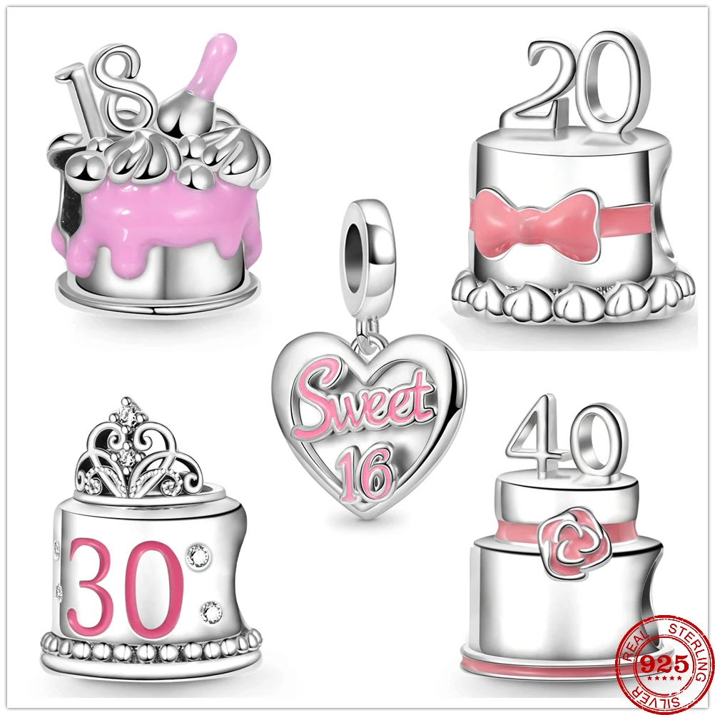 

2022 New 18 20 30 40 Birthday Pandoras charms Bead Fit Pandora Charm 925 Silver Original Bracelet Silver 925 Trinket DIY Jewelry