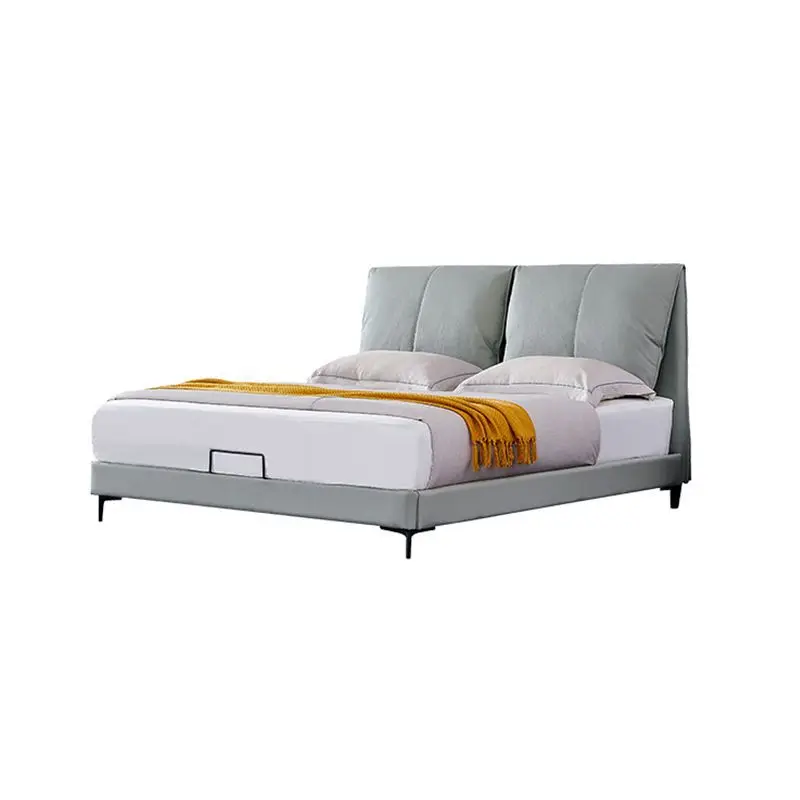 

Кожаная кровать, современная простая двуспальная кровать из кожи для главной спальни, 1,8 метра.