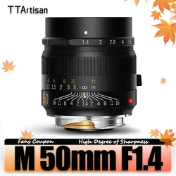 TTArtisan M 50mm F1.4 ASPH. Full Frame Large Aperture for Mirrorless Camera Lens Portrait Photography with Leica M-mount M8 M9