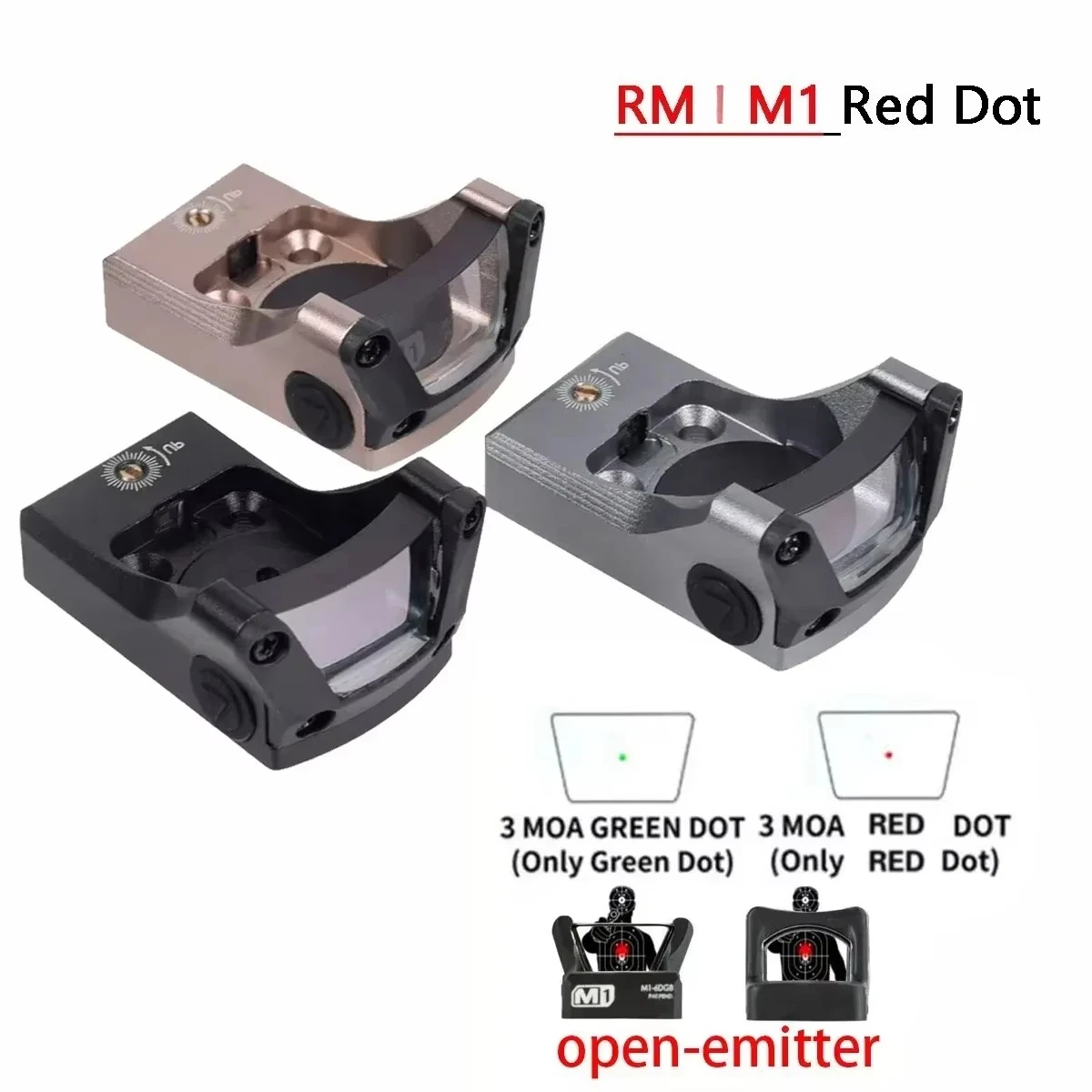 

Tactical M1 3MOA Red Green Dot Sight Scope for G17 G19 1913 Mount 20mm Picatinny Rail Hunting Collimator Optics Reflex Scope