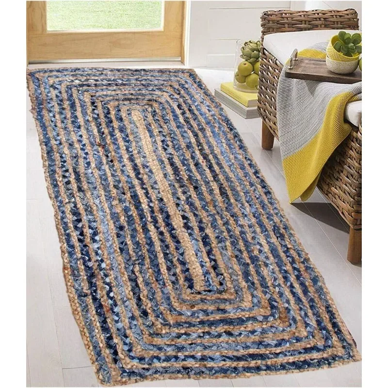 

Rug 100% Natural Denim Jute Handmade Carpet Modern Rustic Look Area Rugs