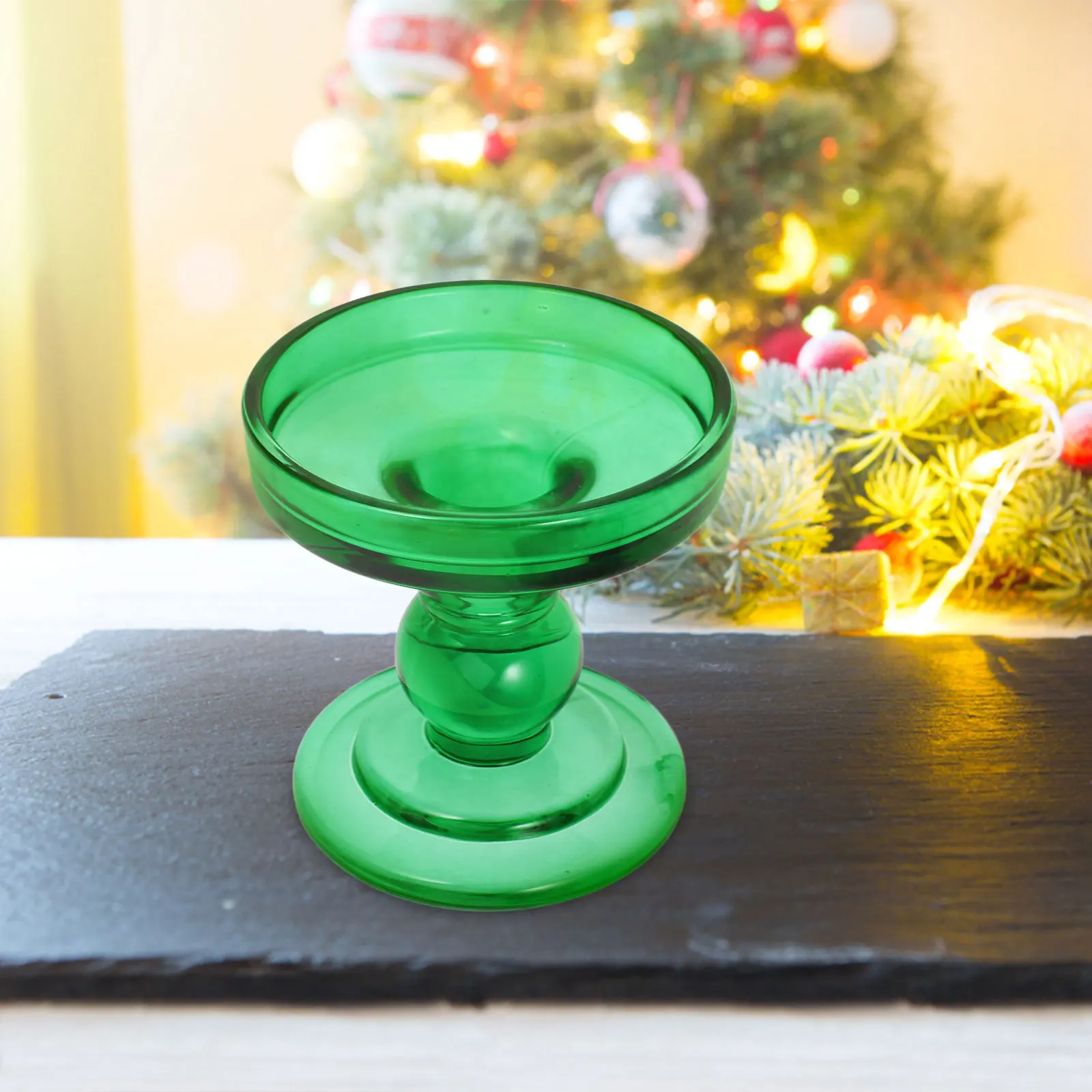 3 قطع من حاملات الشموع الزجاجية الخضراء على شكل أعمدة رومانية صغيرة، حامل شموع مخروطي للزفاف وديكور المنزل