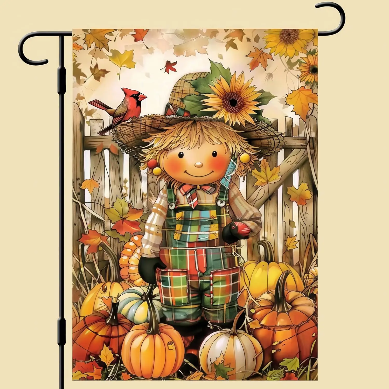 Blissyard Thanksgiving Fall Garden Flag 12x18 Inch Scarecrow Garden Flag Double Sided Fall Welcome Sign Yard Porch Home Deco zzo