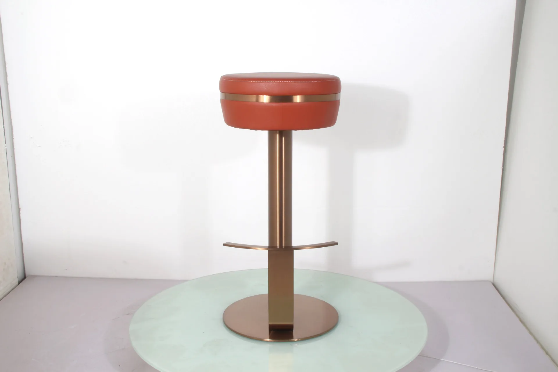 Factory Nordic household stainless steel bar chair high pole chair desk reception leather high pole stool