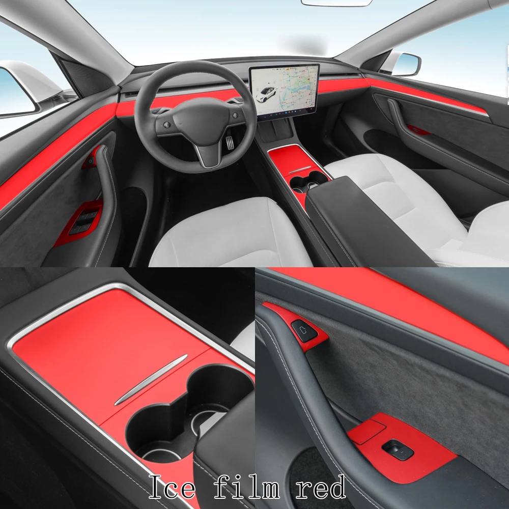 

Carbon Fiber for Tesla Model Y 2021-2024 Car Film Interior Stickers Center Console Gear Dashboard Air Door Handle Lift Panel