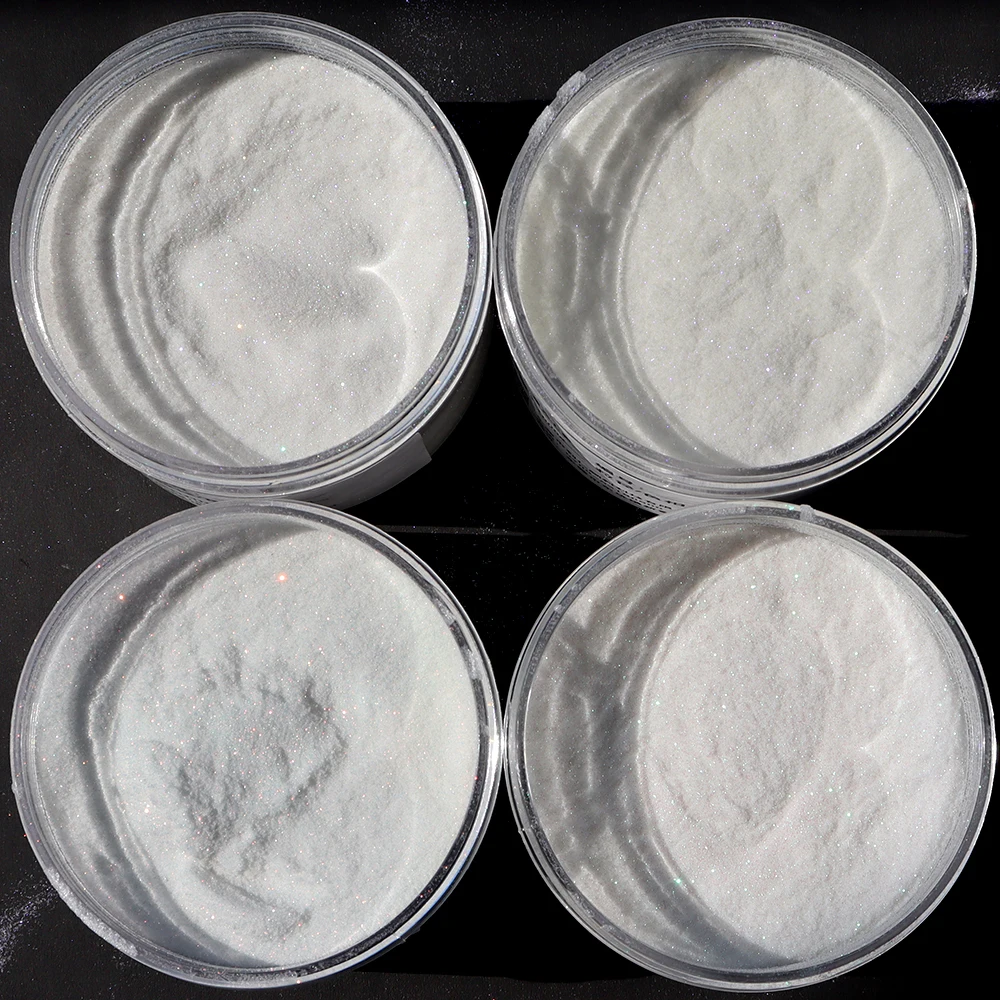 50g/Bag White Iridescent Glitter Nail Powder 1/256 0.1mm Rainbow Shiny White Sugar Powder Holographic Ultra-fine Pigment Dust