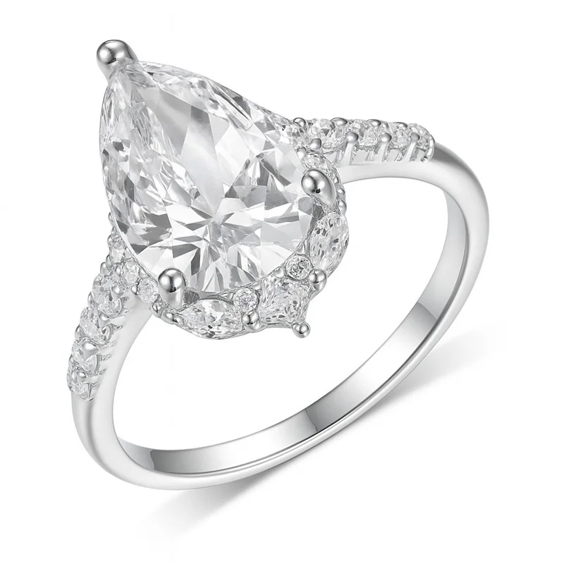 

ZFSILVER s925 Серебряное модное роскошное модное кольцо с муассанитом D, 4 карата, подвески в форме капли воды, женские ювелирные изделия для свадебной вечеринки, подарок MR0178
