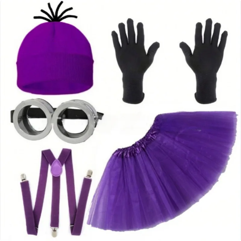 Funny Halloween Disfraz Minions Party Costume Accessories Adult Men Women Cosplay Party Set Hat Eyes Gloves Set for Parties