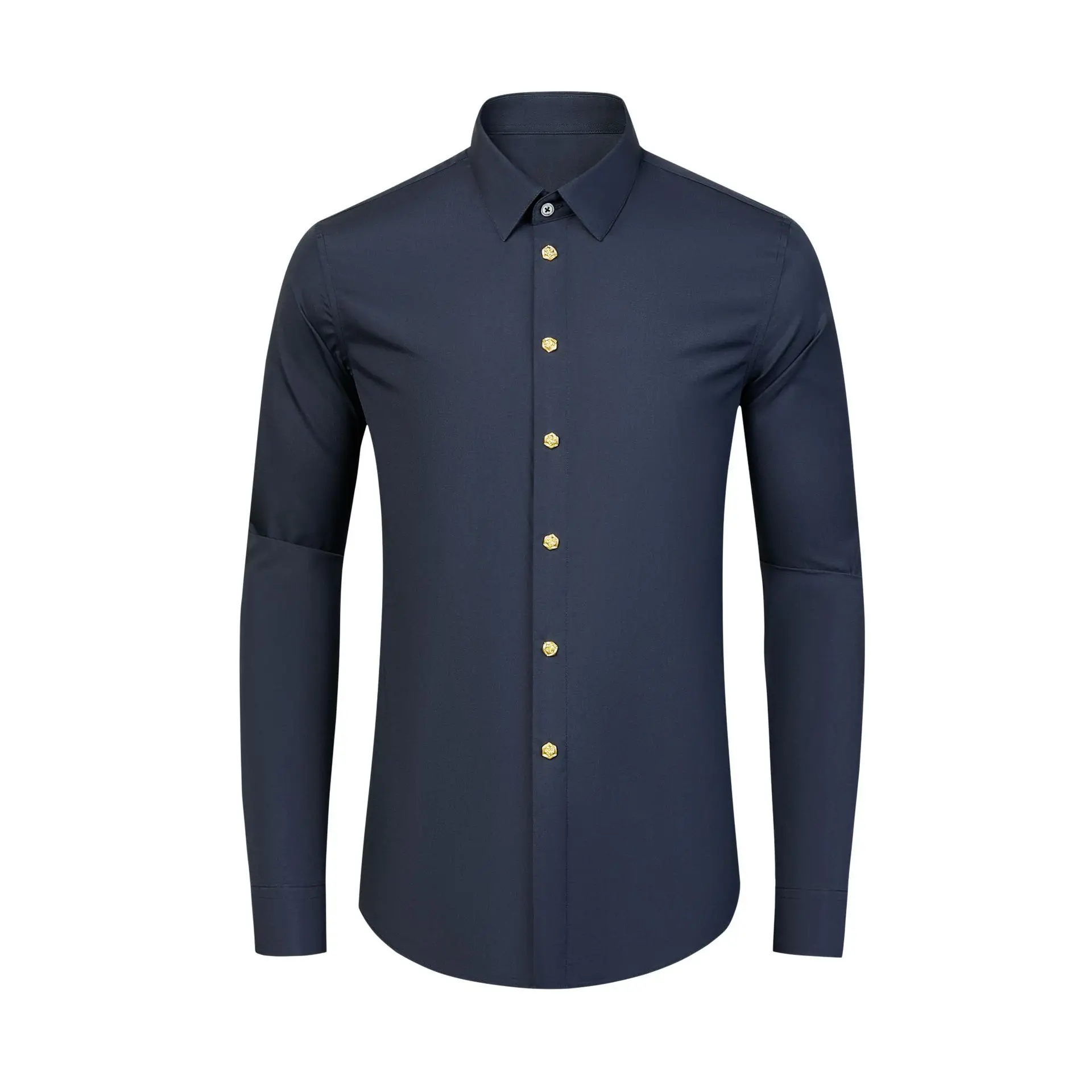 Alloy Rose Willow Ding Decorative Men's Shirt Long Sleeve Slim Cotton Shirts Casual Business Stage Performance Formal Shirt 2025