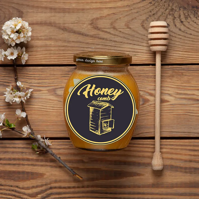 3.5cm/4.5cm Cartoon Honey Bee Self-Adhesive Sticker Cute Fresh Natural Honey Bee Jar Seal Label Small Business Tag for Marketing