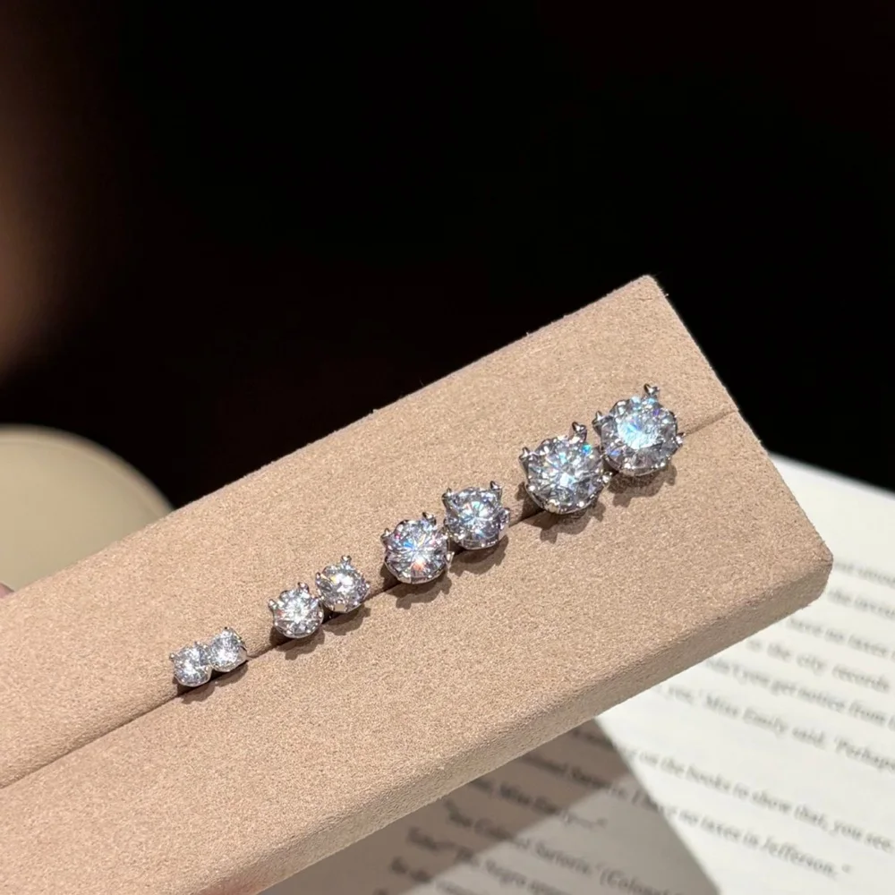 

Серьги-пусеты с муассанитом D цвета 0.6-4 карата, серебро 925 пробы, с четырьмя крапанами, для женщин, подарок на День рождения, День матери, для вечеринки