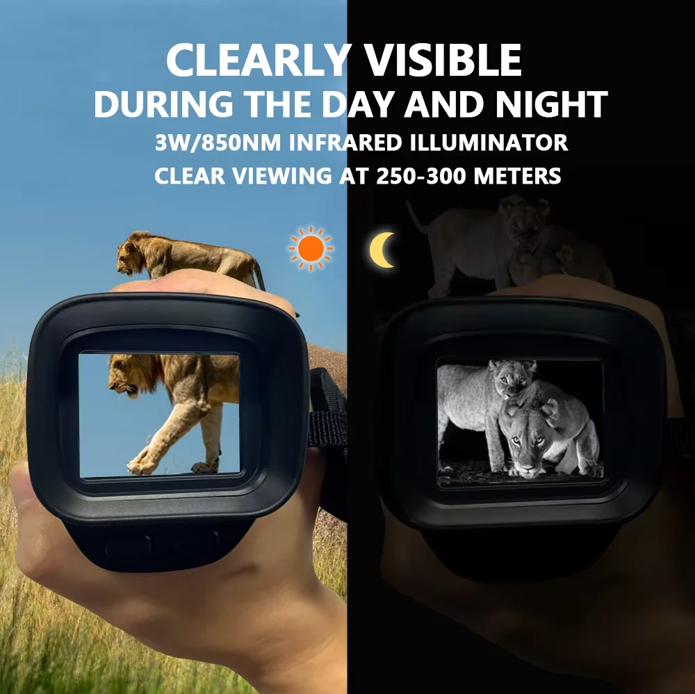 Gafas de visión nocturna DT19, binoculares de 3W/850nm, alcance de visión LED IR, Zoom Digital 8X para caza, Camping, viajes