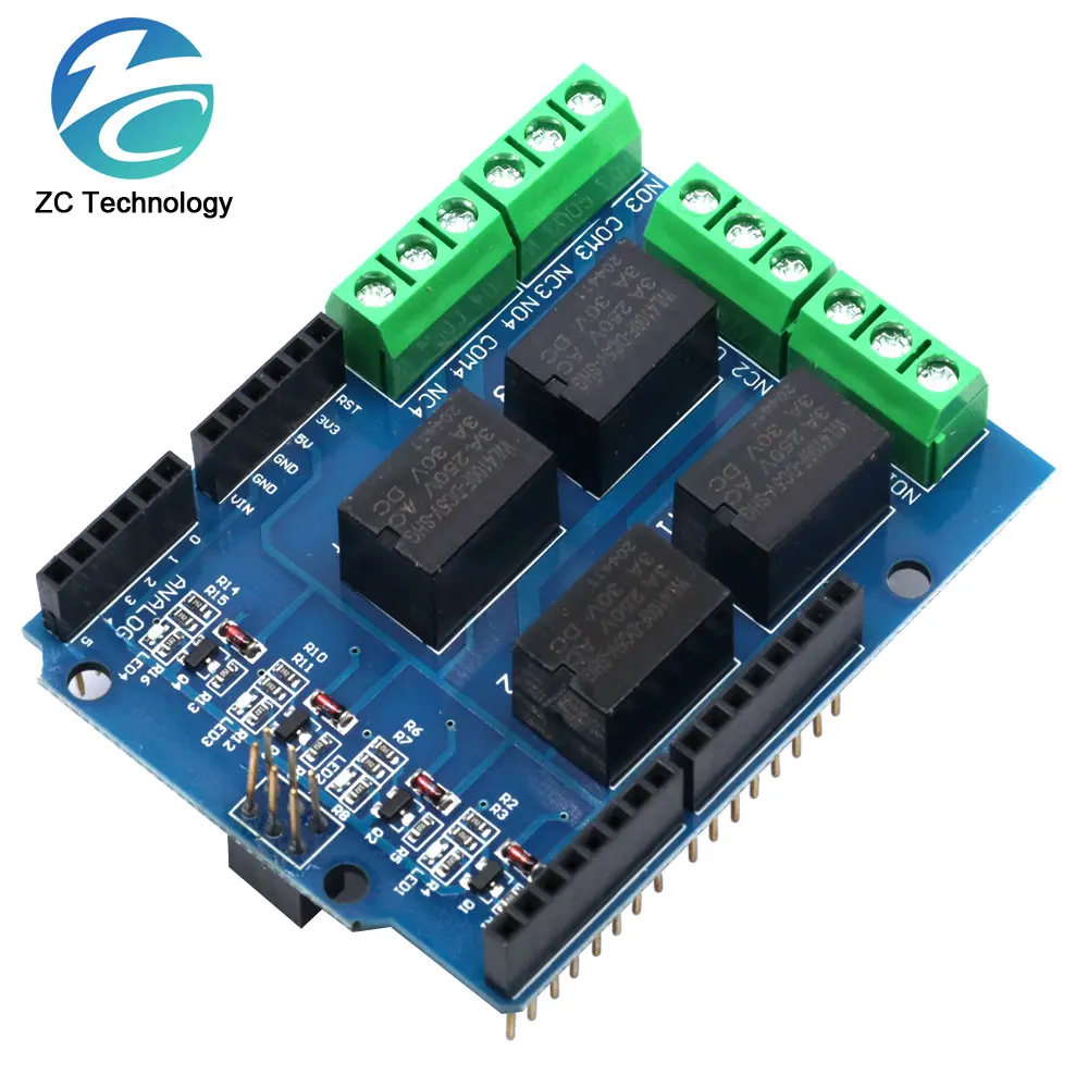 4 Channel 5V Relay Shield Module, Four Way Relay Control Board Relay Expansion Board for Arduino UNO R3 Mega 2560